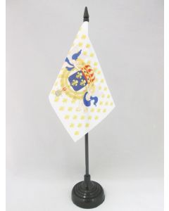 DRAPEAU DE TABLE ROI DE FRANCE FLEUR DE LYS 15x10cm - PETIT DRAPEAUX DE BUREAU ROYALISTE FRANÇAIS 10 x 15 cm