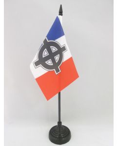 DRAPEAU DE TABLE FRANCE CROIX CELTIQUE 15x10cm - PETIT DRAPEAUX DE BUREAU NATIONALISTE FRANÇAIS 10 x 15 cm