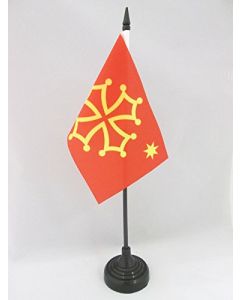DRAPEAU DE TABLE OCCITANIE AVEC ÉTOILE 15x10cm - PETIT DRAPEAUX DE BUREAU OCCITAN - FRANCE 10 x 15 cm