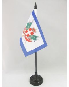 DRAPEAU DE TABLE ARMES ROYAUME D\'ITALIE 1861-1870 15x10cm - PETIT DRAPEAUX DE BUREAU ROYAL ITALIEN 10 x 15 cm