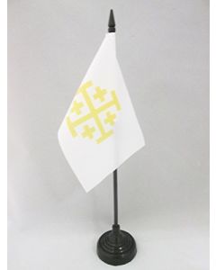 DRAPEAU DE TABLE ROYAUME DE JÉRUSALEM 15x10cm - PETIT DRAPEAUX DE BUREAU ROYAUME CHRÉTIEN 10 x 15 cm