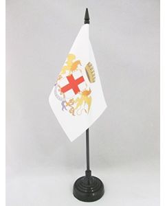 DRAPEAU DE TABLE VILLE DE GÊNES AVEC ARMES 15x10cm - PETIT DRAPEAUX DE BUREAU GENOVA - GENOA - ITALIE 10 x 15 cm