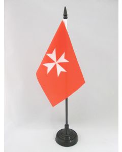 DRAPEAU DE TABLE ACTIVITÉS DE L?ORDRE DE MALTE 15x10cm - PETIT DRAPEAUX DE BUREAU SAINT-JEAN DE JÉRUSALEM 10 x 15 cm
