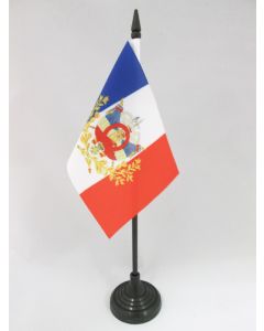 DRAPEAU DE TABLE FRANCE ARMOIRIES 3ÈME RÉPUBLIQUE 15x10cm - PETIT DRAPEAUX DE BUREAU FRANÇAIS EMBLÈME 1898 10 x 15 cm