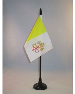 DRAPEAU DE TABLE VATICAN 15x10cm - PETIT DRAPEAUX DE BUREAU VATICAN 10 x 15 cm