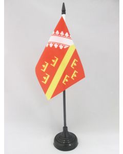 DRAPEAU DE TABLE ALSACE ANCIEN 15x10cm - PETIT DRAPEAUX DE BUREAU ALSACIEN - FRANCE 10 x 15 cm