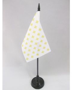 DRAPEAU DE TABLE FLEUR DE LYS BLANC ET OR 15x10cm - PETIT DRAPEAUX DE BUREAU ROYAL FRANÇAIS 10 x 15 cm