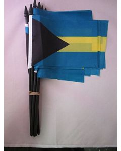 DRAPEAU BAHAMAS 15x10cm avec HAMPE - LOT DE 10 DRAPEAUX BAHAMÉEN 10 x 15 cm