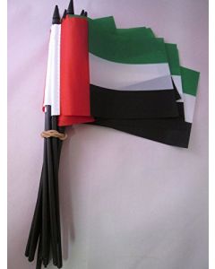 DRAPEAU EMIRATS ARABES UNIS 15x10cm avec HAMPE - LOT DE 10 DRAPEAUX ÉMIRATI 10 x 15 cm