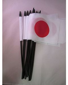DRAPEAU JAPON 15x10cm avec HAMPE - LOT DE 10 DRAPEAUX JAPONAIS 10 x 15 cm