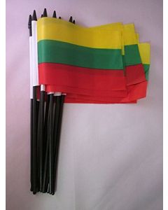 DRAPEAU LITUANIE 15x10cm avec HAMPE - LOT DE 10 DRAPEAUX LITUANIEN 10 x 15 cm