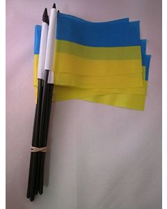 DRAPEAU UKRAINE 15x10cm avec HAMPE - LOT DE 10 DRAPEAUX UKRAINIEN 10 x 15 cm