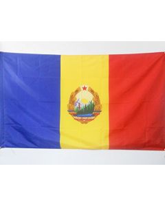 DRAPEAU RÍ?PUBLIQUE SOCIALISTE DE ROUMANIE 1947-1989 90x60cm - DRAPEAU COMMUNISTE ROUMAIN 60 x 90 cm Fourreau pour hampe