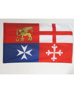 DRAPEAU ITALIE 4 RÍ?PUBLIQUES MARITIMES 90x60cm - DRAPEAU NAVAL ITALIEN 60 x 90 cm Fourreau pour hampe
