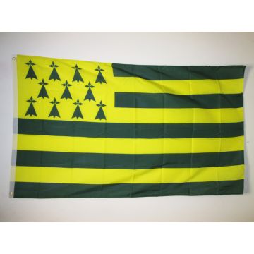 DRAPEAU BRETAGNE MELEN HA GWER 150x90cm - DRAPEAU BRETON JAUNE ET VERT - NANTES 90 x 150 cm - DRAPEAUX