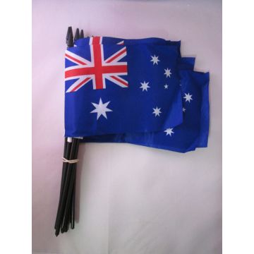 DRAPEAU AUSTRALIE 15x10cm avec HAMPE - LOT DE 10 DRAPEAUX AUSTRALIEN 10 x 15 cm