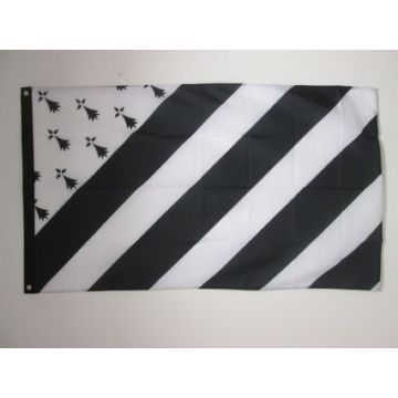DRAPEAU BRETAGNE BIG GWENN HA DU 150x90cm - DRAPEAU BRETON 90 x 150 cm - DRAPEAUX