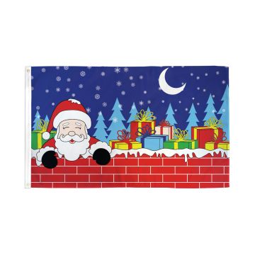 DRAPEAU PÈRE NOËL AVEC CADEAUX 150x90cm - DRAPEAU DU PAPA NOËL 90 x 150 cm - DRAPEAUX