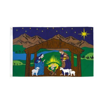DRAPEAU CRÈCHE DE NOËL 150x90cm - DRAPEAU NATIVITÉ - JESUS 90 x 150 cm - DRAPEAUX