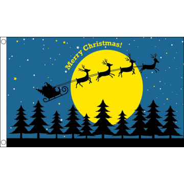 DRAPEAU JOYEUX NOËL AVEC LUNE 150x90cm - DRAPEAU TRAINEAU DU PÈRE NOËL 90 x 150 cm - DRAPEAUX