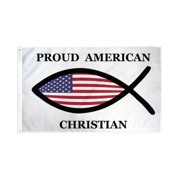 DRAPEAU POISSON CHRÉTIEN ICHTUS 150x90cm - DRAPEAU DU CHRISTIANISME 90 x 150 cm - DRAPEAUX