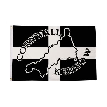 Drapeau Cornouailles avec carte 150x90cm - Drapeau Cornwall Kernow 90 x 150 cm - Drapeaux