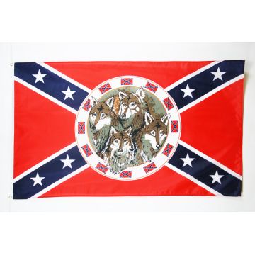 DRAPEAU SUDISTE LOUP 150x90cm - DRAPEAU REBEL - ETATS CONFÉDÉRÉS D\'AMÉRIQUE 90 x 150 cm - DRAPEAUX