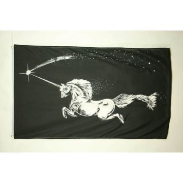 DRAPEAU LICORNE NOIRE 150x90cm - DRAPEAU LICORNE 90 x 150 cm - DRAPEAUX