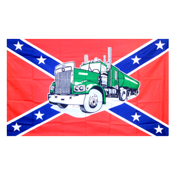 DRAPEAU SUDISTE AVEC CAMION 150x90cm - DRAPEAU REBEL - ETATS CONFÉDÉRÉS D\'AMÉRIQUE 90 x 150 cm Polyester léger