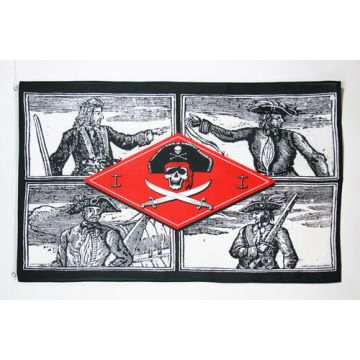 DRAPEAU PIRATE 4 CORSAIRES 150x90cm - DRAPEAU CORSAIRE 90 x 150 cm - DRAPEAUX