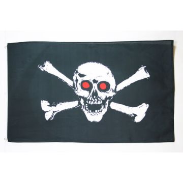 DRAPEAU PIRATE YEUX ROUGES 150x90cm - DRAPEAU CORSAIRE 90 x 150 cm - DRAPEAUX
