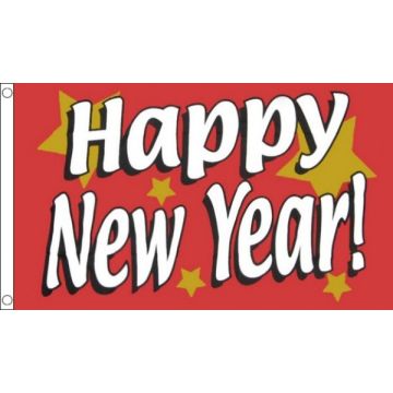 DRAPEAU BONNE ANNÉE 90x60cm - DRAPEAU HAPPY NEW YEAR - NOUVEL AN 60 x 90 cm - DRAPEAUX