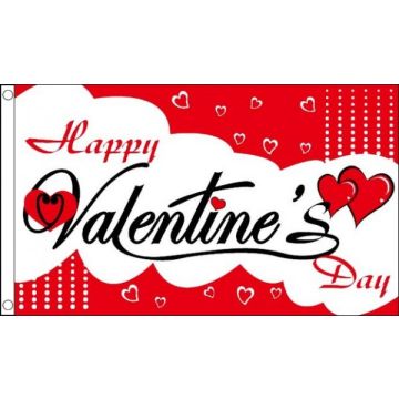 DRAPEAU JOYEUSE SAINT VALENTIN 90x60cm - DRAPEAU HAPPY VALENTINE\'S 60 x 90 cm - DRAPEAUX