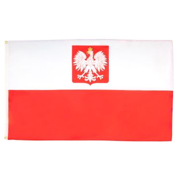 DRAPEAU POLOGNE AVEC AIGLE 150x90cm - DRAPEAU POLONAIS 90 x 150 cm - DRAPEAUX