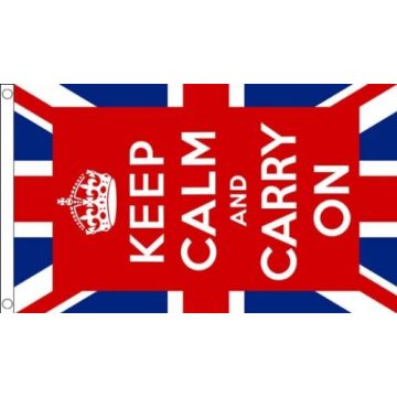 DRAPEAU KEEP CALM AND CARRY ON 150x90cm - DRAPEAU ANGLAIS - ROYAUME-UNI - UK 90 x 150 cm - DRAPEAUX