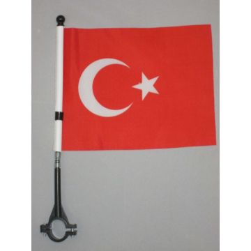 DRAPEAU DE VELO TURQUIE 21x14cm - PETIT BIKE FLAG TURC 14 x 21 cm