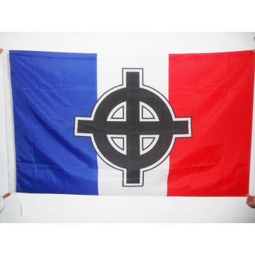 DRAPEAU FRANCE CROIX CELTIQUE 150x90cm - DRAPEAU NATIONALISTE FRANÍ?AIS 90 x 150 cm Fourreau pour hampe
