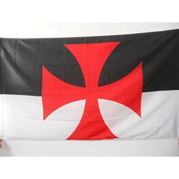 DRAPEAU TEMPLIERS BAUSSANT 150x90cm - DRAPEAU ORDRE DU TEMPLE BEAUCENT 90 x 150 cm Fourreau pour hampe