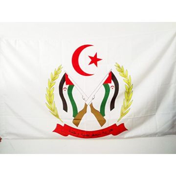 DRAPEAU ARMES FRONT POLISARIO SAHARA OCCIDENTAL 150x90cm - DRAPEAU FRENTE POPULAR SAHRAOUI 90 x 150 cm Fourreau pour hampe
