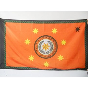 DRAPEAU CHEROKEES 150x90cm - DRAPEAU DES CHÍ?ROKÍ?S - INDIEN D\'AMÍ?RIQUE 90 x 150 cm Fourreau pour hampe