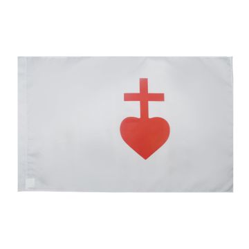 DRAPEAU SACRÍ? COEUR DE JÍ?SUS 150x90cm - DRAPEAU CATHOLIQUE 90 x 150 cm Fourreau pour hampe