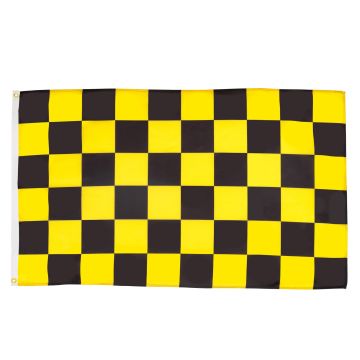 DRAPEAU DAMIER NOIR ET JAUNE 150x90cm - DRAPEAU À DAMIERS 90 x 150 cm - DRAPEAUX