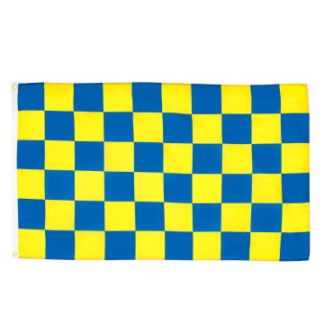 DRAPEAU DAMIER BLEU ET JAUNE 150x90cm - DRAPEAU À DAMIERS 90 x 150 cm - DRAPEAUX