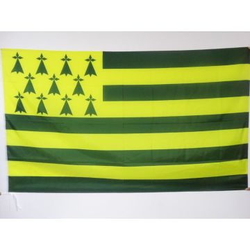 DRAPEAU BRETAGNE MELEN HA GWER 150x90cm - DRAPEAU BRETON JAUNE ET VERT - NANTES 90 x 150 cm Fourreau pour hampe