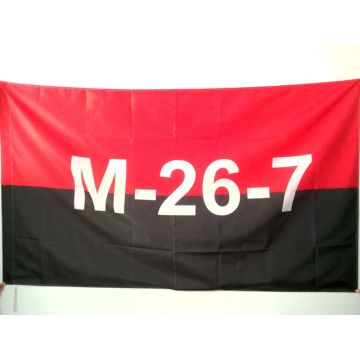 DRAPEAU CUBA MOUVEMENT DU 26 JUILLET 150x90cm - DRAPEAU M-26-7 - FIDEL CASTRO 90 x 150 cm Fourreau pour hampe