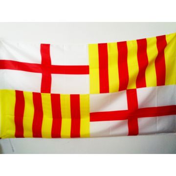 DRAPEAU BARCELONE 150x90cm - DRAPEAU VILLE DE BARCELONA 90 x 150 cm Fourreau pour hampe
