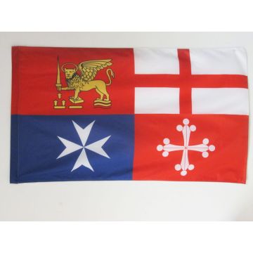 DRAPEAU ITALIE 4 RÍ?PUBLIQUES MARITIMES 150x90cm - DRAPEAU NAVAL ITALIEN 90 x 150 cm Fourreau pour hampe
