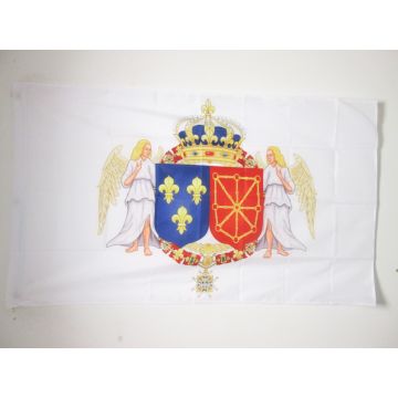 DRAPEAU ARMOIRIES ROYALES HENRI IV 150x90cm - DRAPEAU ARMES DU BON ROI 90 x 150 cm Fourreau pour hampe