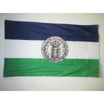 DRAPEAU ROYAUME D\'ARAUCANIE ET DE PATAGONIE AVEC ARMES 150x90cm - DRAPEAU NOUVELLE-FRANCE 90 x 150 cm Fourreau pour hampe