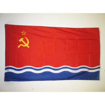 DRAPEAU RÍ?PUBLIQUE SOCIALISTE SOVIÍ?TIQUE DE LETTONIE 1940-1990 150x90cm - DRAPEAU DE LA RSSL D\'URSS 90 x 150 cm Fourreau pour hampe